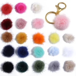 10pcs/lot 3cm Imitation Mink Pompons Fur Balls Disc Buckle for Jewelry Making DIY Crafts Ring Keychain Hair Clothing Accessories