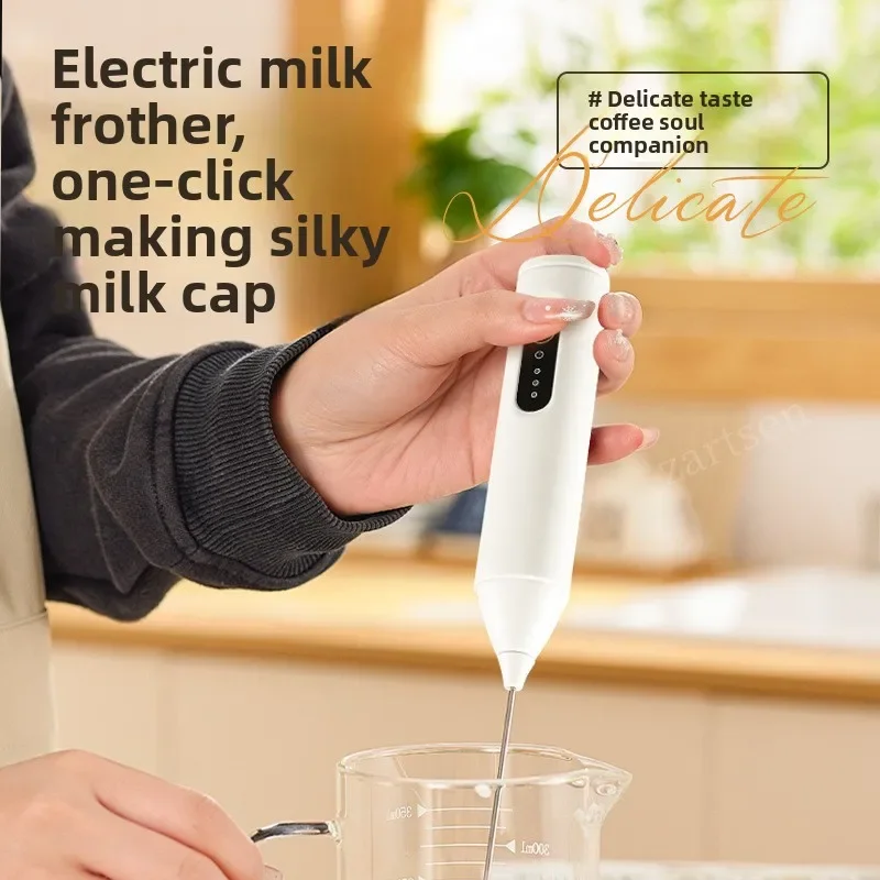 MINI Milk Frother USB Rechargeable 3 Speeds Foam Maker Coffee Whisk Mixer Electric Handle Blender Egg Beater