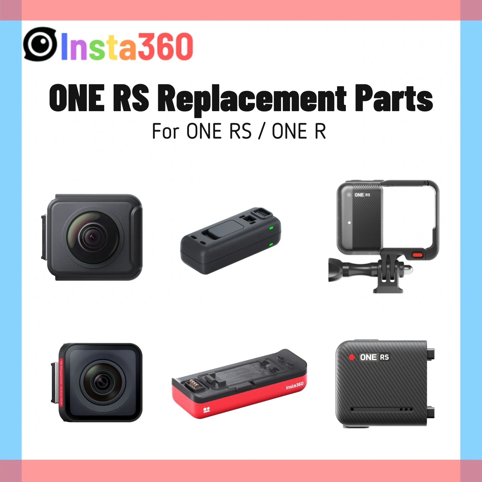 Insta360 ONE RS Battery Charger Twin Edition Parts 4K Boost and 360 Lens Core Bracket Repair Spare Parts Replacement Accessories