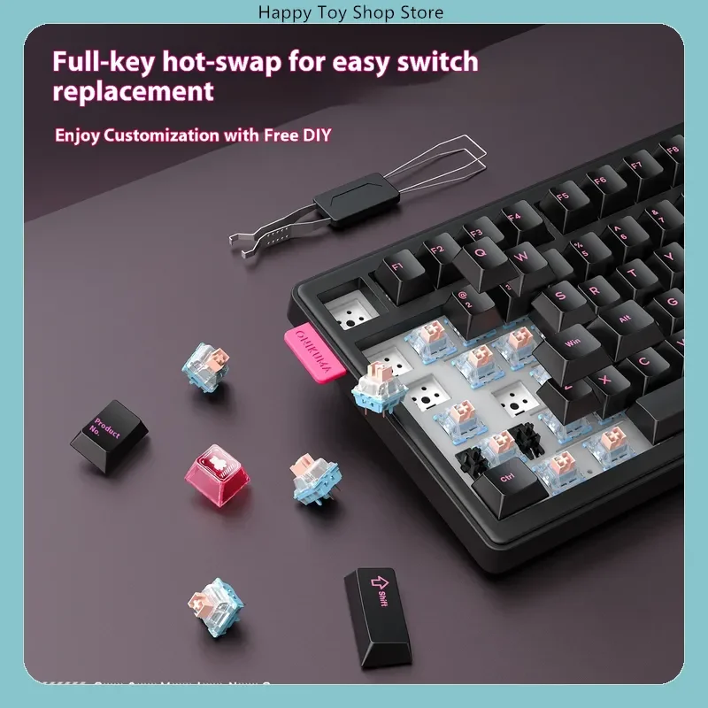 Onikuma MT706 RGB Mechanical Keyboard Wireless 2.4G Bluetooth Wired E-Sports Gaming Keyboard Three Modes for Computers