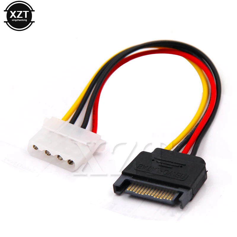 1PC High Quality 15 Pin SATA Male to Molex IDE 4 Pin Female Adapter HDD Power Extension Cable for Computer