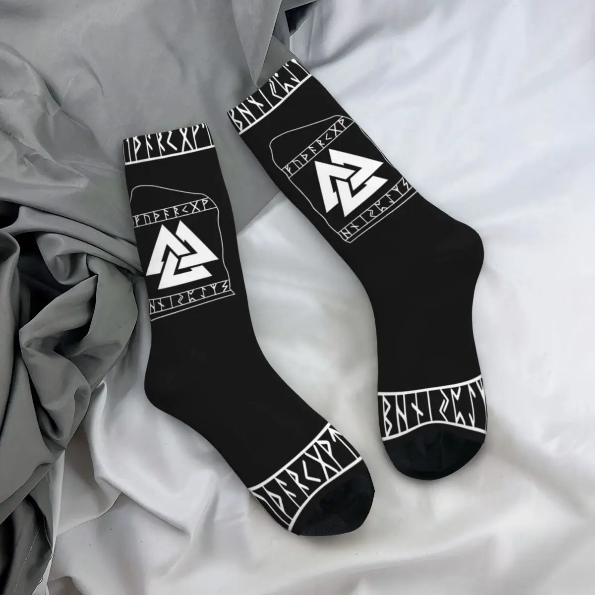 Hip Hop Vintage Valknut Norse Stone Crazy Men\'s Socks Viking Unisex Street Style Pattern Printed Funny Crew Sock Boys Gift