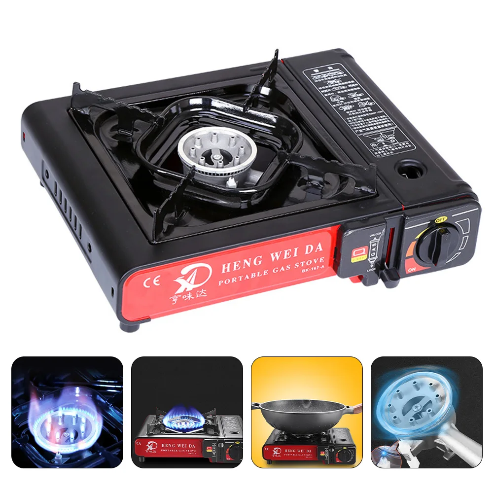 

Portable Gas Stove Camping Cooker Outdoor BBQ Burner Household Windproof Stainless Steel Heat Resistant Durable