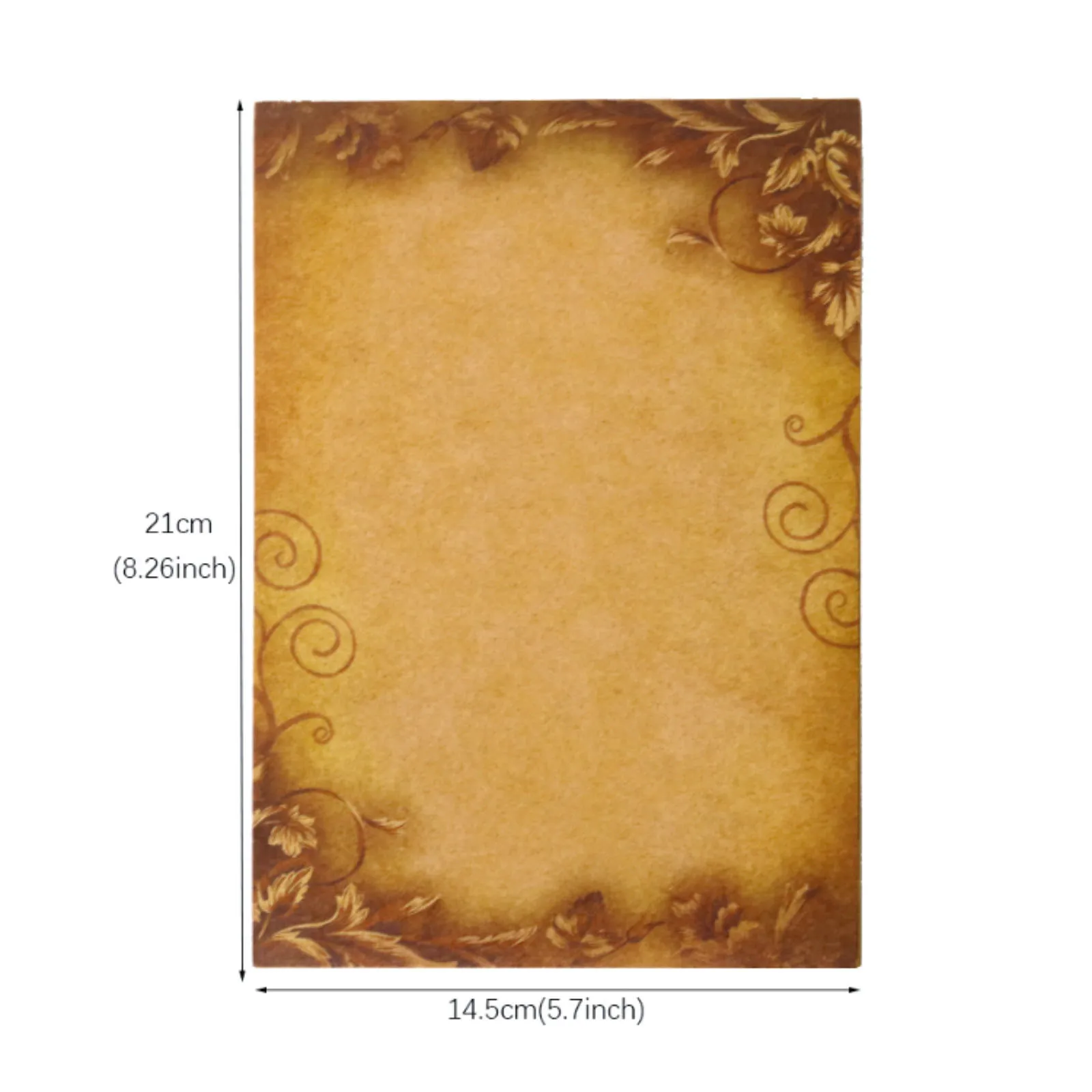 8Pcs Set Vintage Flower Design Kraft Brown Letter Paper Letterhead Letter Writing Paper Letter Pad Drawing Sketch Pad Stationery