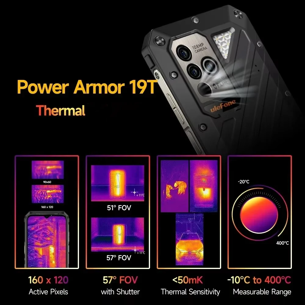 Ulefone Power Armor 19T 4G Smartphone robusto Andriod Thermal Imaging 12GB 256GB Helio G99 9600mAh 108MP 66W cellulare in vendita