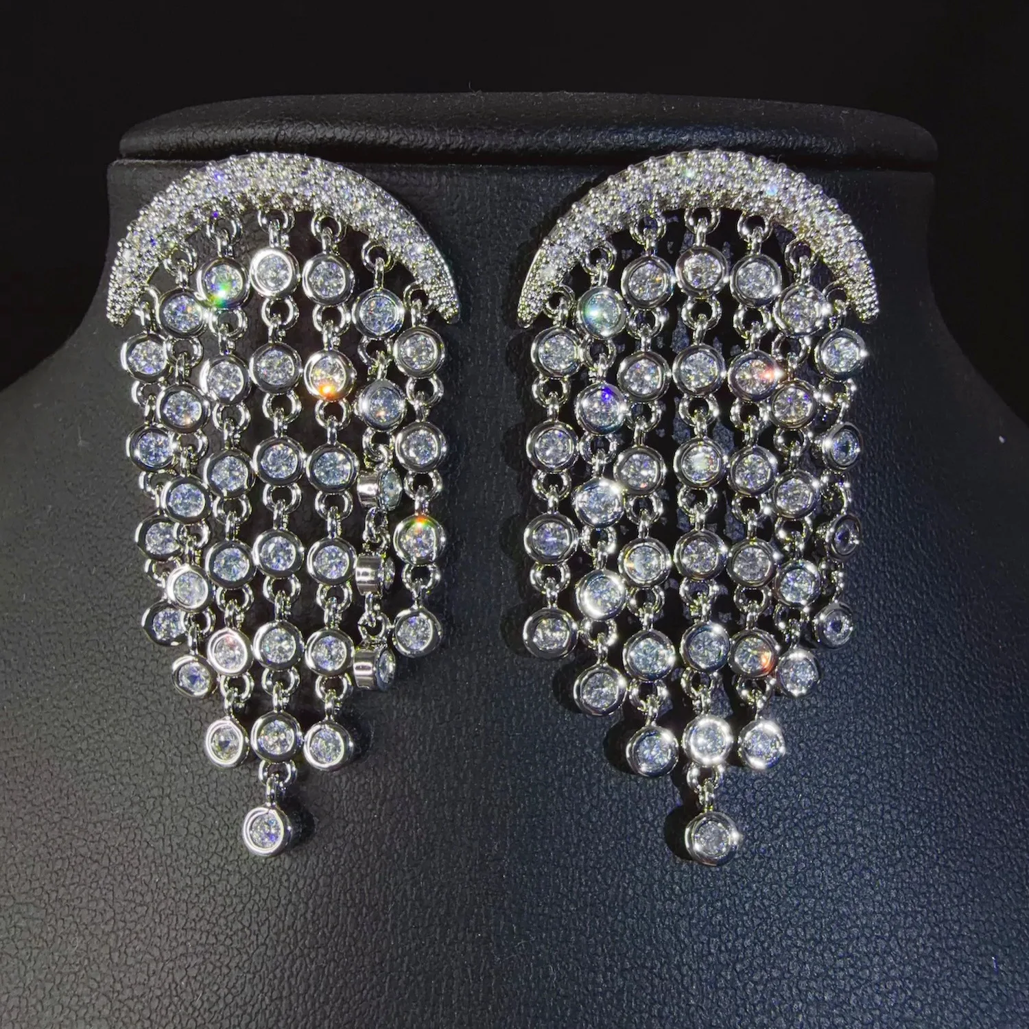 ByI Summer Focus Shiny Zircon Jewelry Tassel sliver color Earrings Women's Wedding Bridal Events Travel Everyday Gifts E436