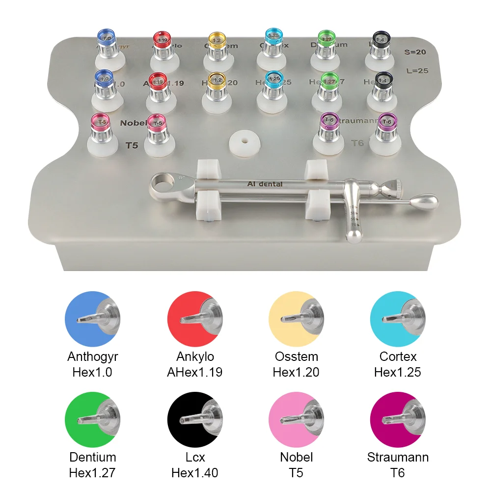 Colorful Dental Universal Implant Torque Screwdriver Wrench Handpiece ​Prosthetic Kit ​Dental Implant Restoration Tool AI-TW-C8