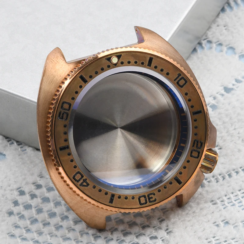 HEIMDALLR CUSN8 Bronze watch case 6105 Vinatge 44mm Diver Watch Case Sapphire Glass Suitable For NH35/36 Movement C3 super lume