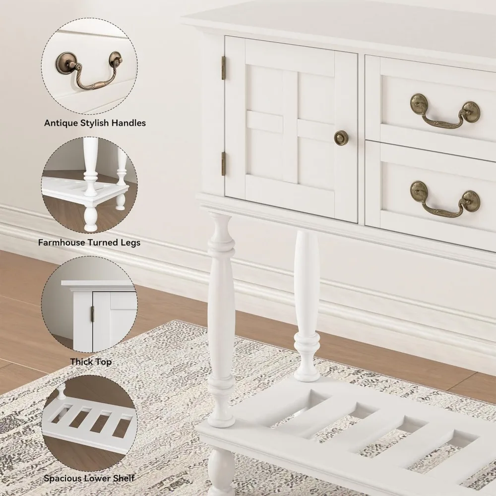 Console Table with Drawers, Vintage Entryway Tables with Storage and Shelf, Hallway Table with Turned Legs, Narrow Behind Couch
