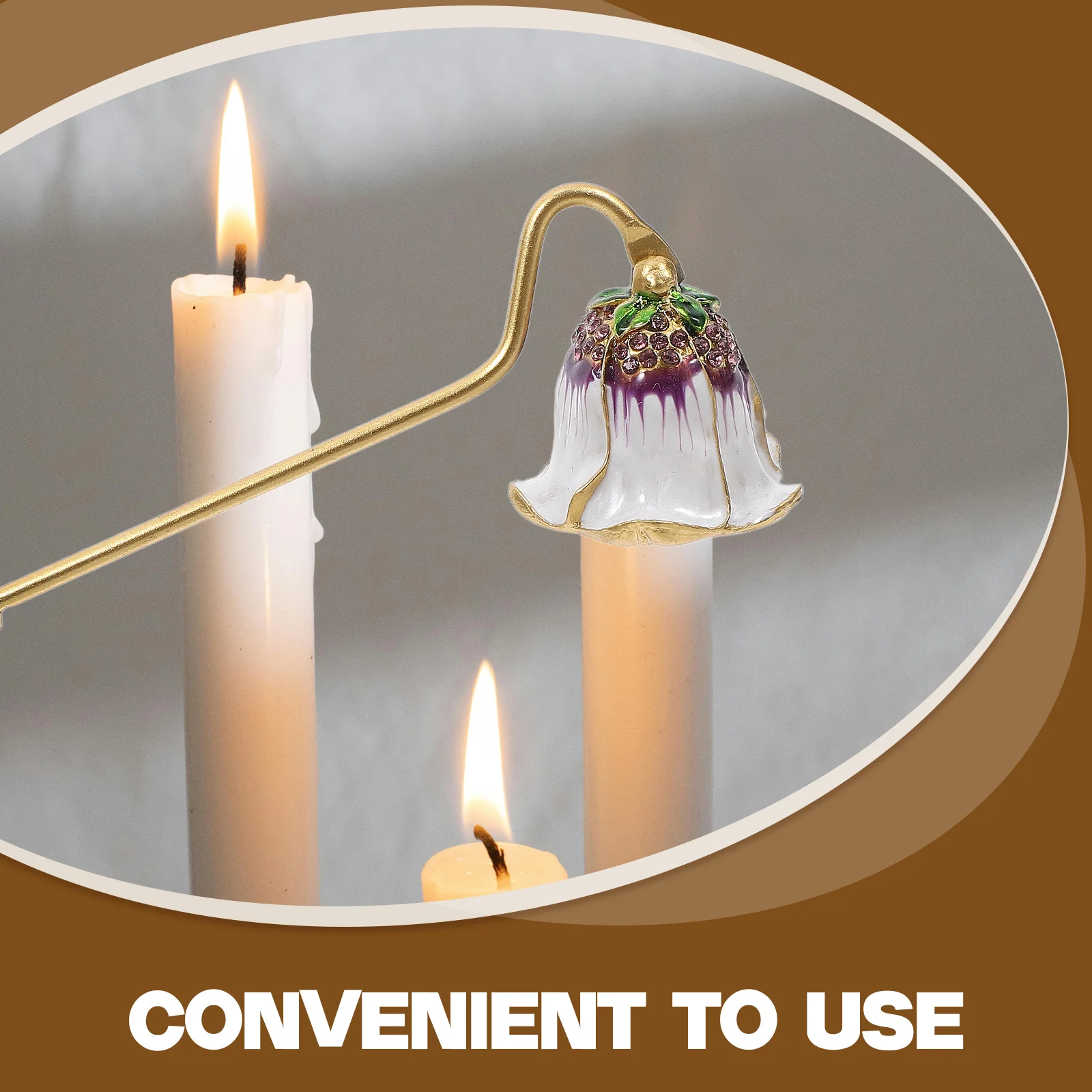 

Vintage Rhinestone Snuffer Zinc Alloy Long Handle Extinguisher Tool Safe Wax Spill Prevention Gift for