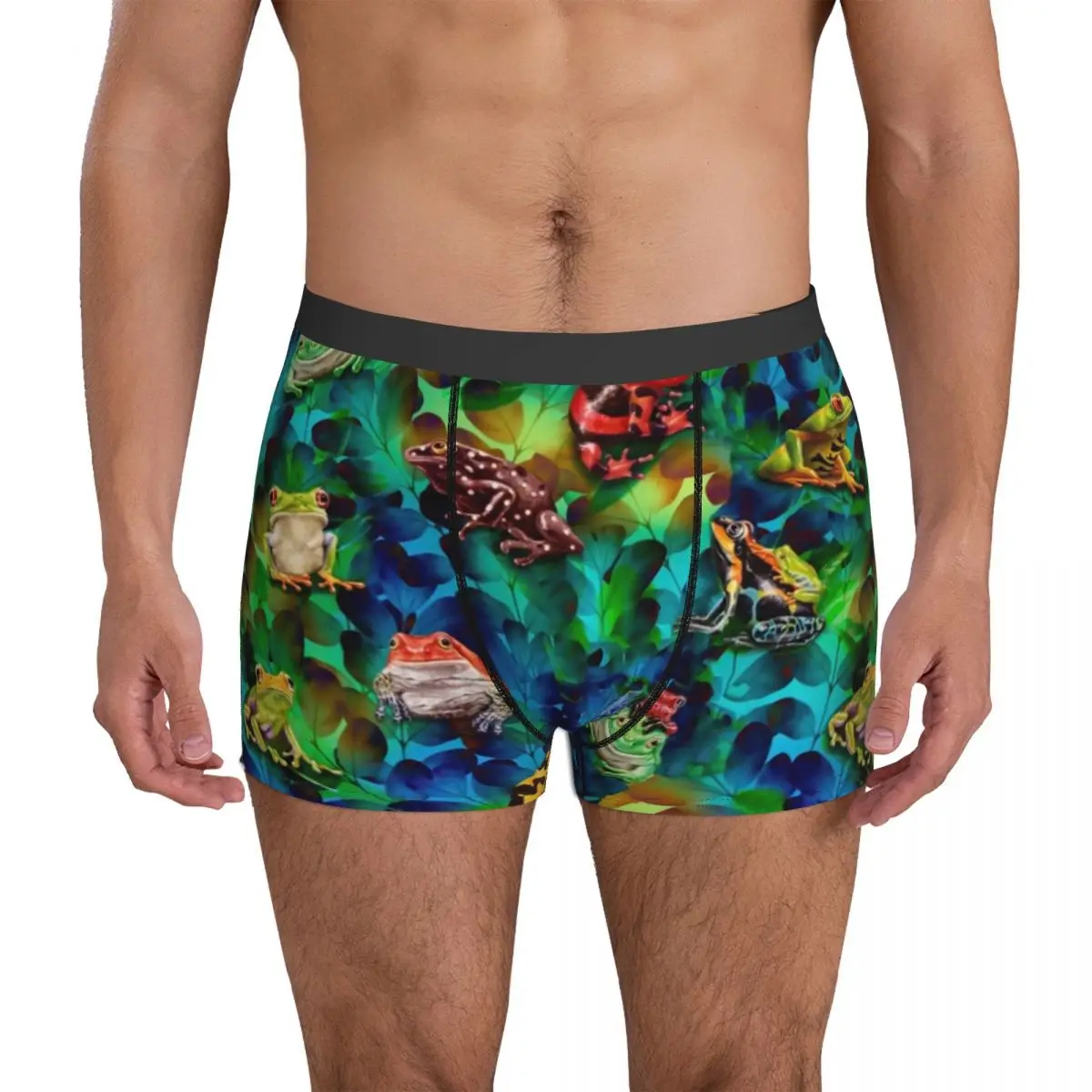 Colorful Frog Art Underwear Cute Frogs Trending Animal 3D Pouch Trenky Trunk Design Shorts Briefs Soft Men Panties Plus Size 2XL