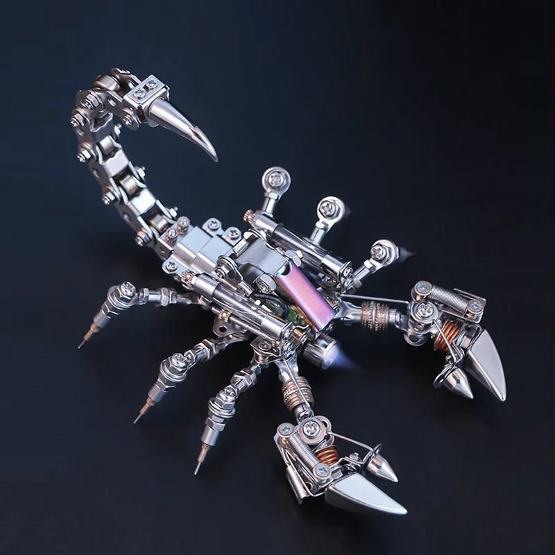 DIY Punk 3D Building Blocks Metal Stainless Steel Mechanical Assembly Luminous Insect Scorpion Model Birthday and Christmas Gift