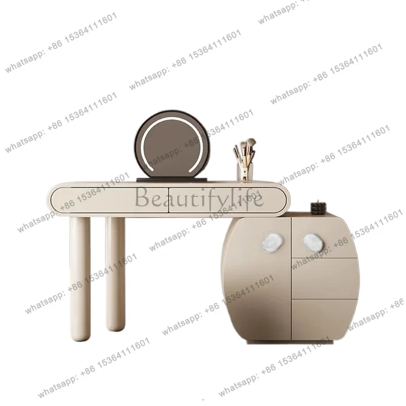 

Light luxury dresser, storage cabinet, modern simplicity, cream style, large retractable makeup table bucket cabinet integrated