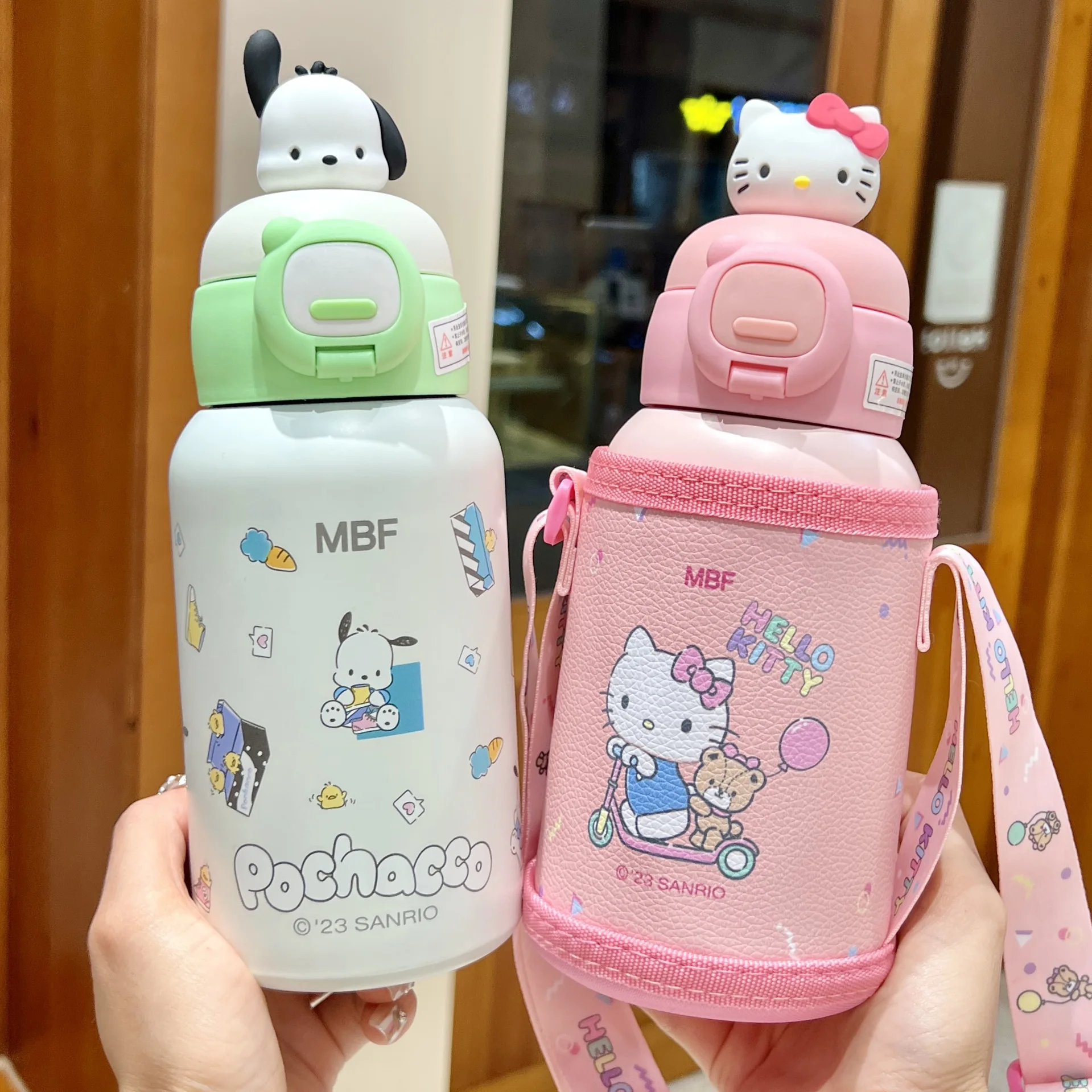 Kuromi Kuromi Peripheral Children's Thermos Cup Girls Food Grade Straw Cup Kindergarten Outing Strap Straw Cup Best Gift