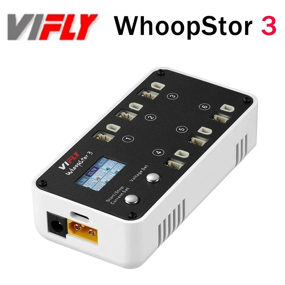 VIFLY WhoopStor 3 V3 6 Ports 1S LIPO Battery Charger Discharger Storage Function for FPV Tinywhoop 4.2V 4.35V BT2.0 PH2.0