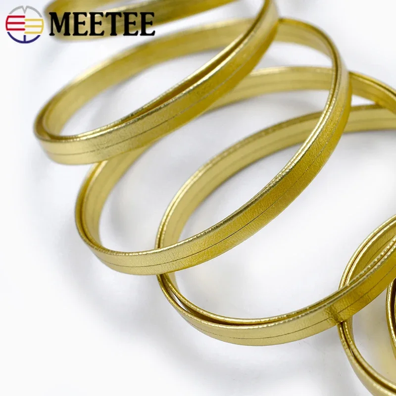 5Meters 5-30mm Synthetic PU Leather Rope Gold Silver Ribbon Cord for Bows Strap Necklace Clothes Decoration Band DIY Accessories