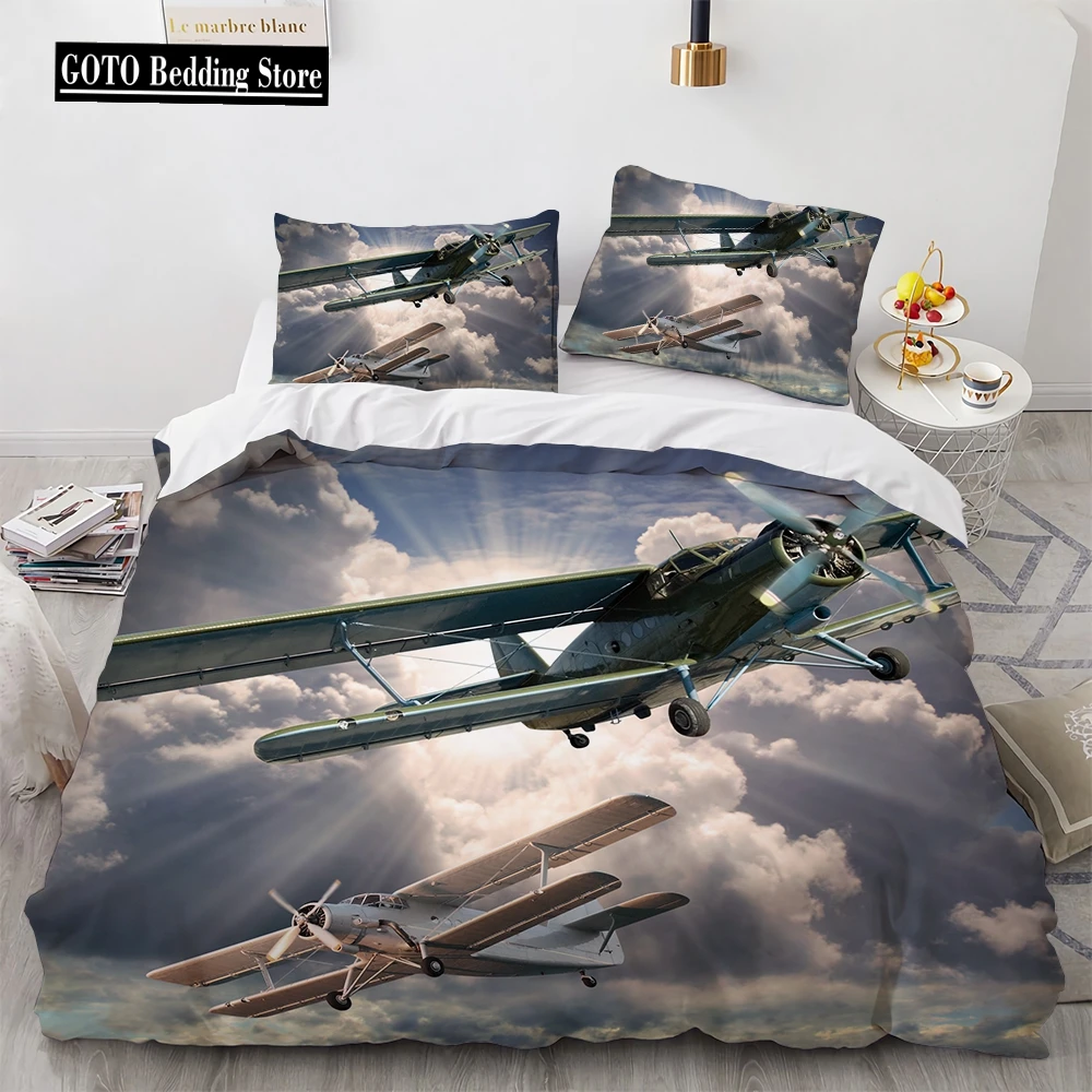 

Airplane Bedding Duvet Cover Sets for Kids,boys Print Aeroplane Comforter Cover Birthday Gift Soft Microfiber Bedroom Bed Cover