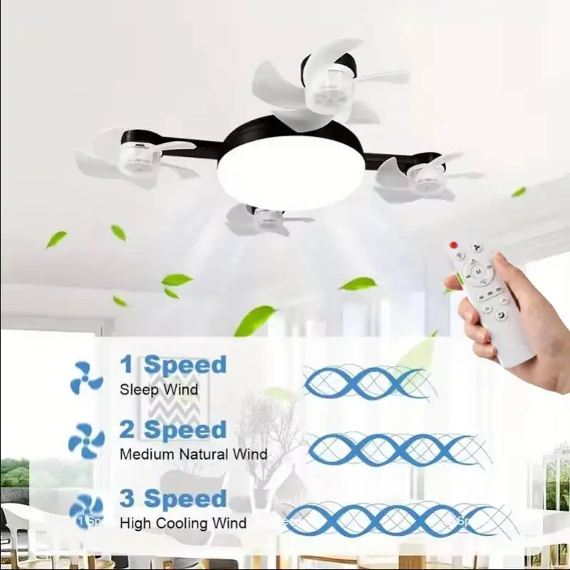 Socket Fan Light with Remote Control, Portable Small Ceiling Fan with Lights for Bedroom Kitchen Living Room W/ Dimming Function