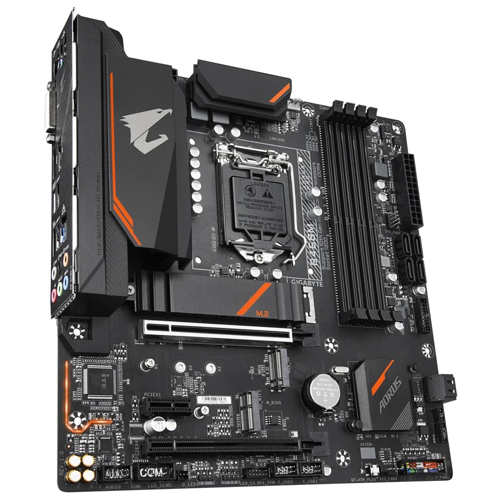 Placa-mãe Gigabyte-B460M AORUS PRO, DDR4, 128GB, PCI-E 3.0, M.2, Compatível com HDMI, Display 1200, Micro ATX, Novo