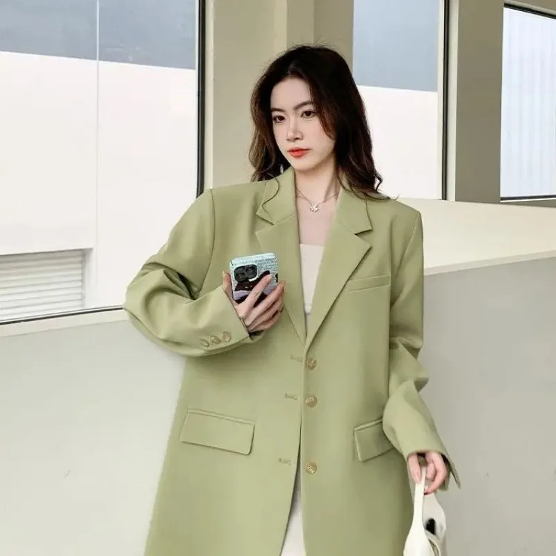 Insozkdg High-End Women's Suit Jacket 2024 Spring/Autumn Unique Lime Green Design Touch Personality New Blazer Women Clothing