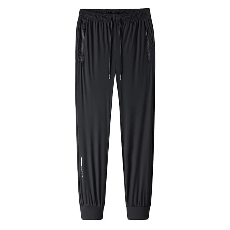 Wysokiej jakości spodnie z lodowego jedwabiu dla mężczyzn Summer Slim Casual New Loose High Elasticity Quick Drying Outdoor Running Casual Pants