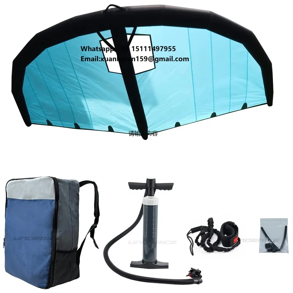 

Blue White Inflatable Surfing Kite Outdoor Sports Kitesurf Inflatable Wind Wing for Water Surfing Snow Skiing Water with Window