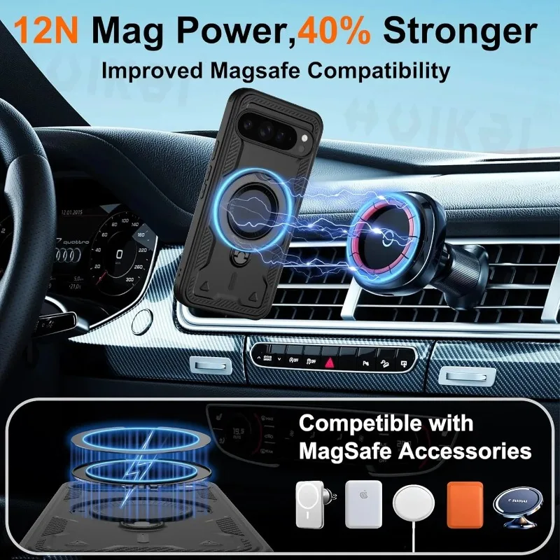 سيارة بريميوم 360 ° تدوير قوس درع الحالات الهاتف لجوجل بكسل 10 9 برو XL 9A قطرة برهان المغناطيسي شحن حامي غطاء