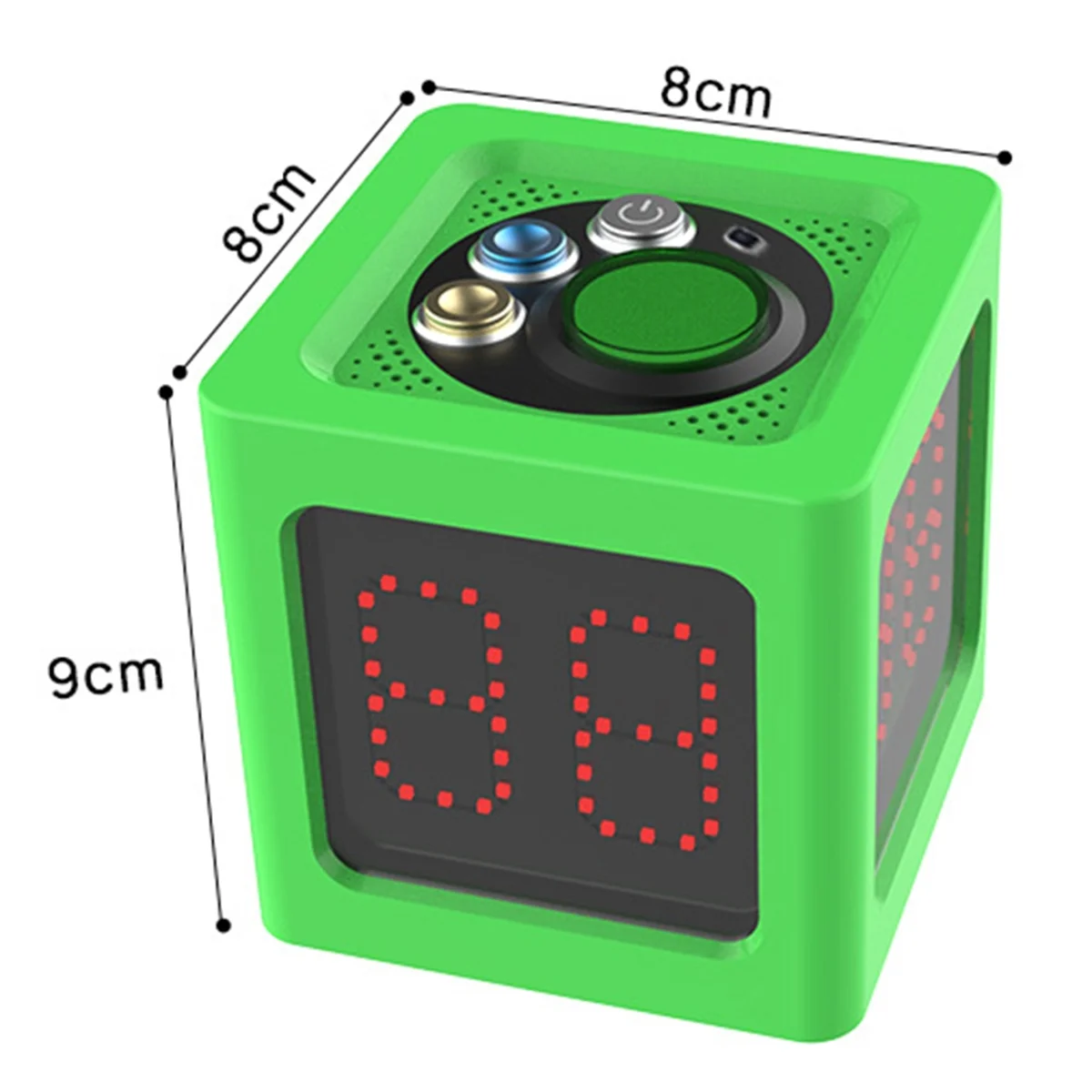 

ABNJ Cube Timer 1.4in 4 Sided Digital Shot Countdown Stopwatch for Chess and Card Competition Countdown Timer Green