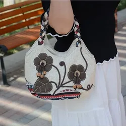 Middle-Aged Women Bag Mother Bag Satchel Literary Bag Handbag Ethnic Style Tote Women Canvas Bag Vintage Bag