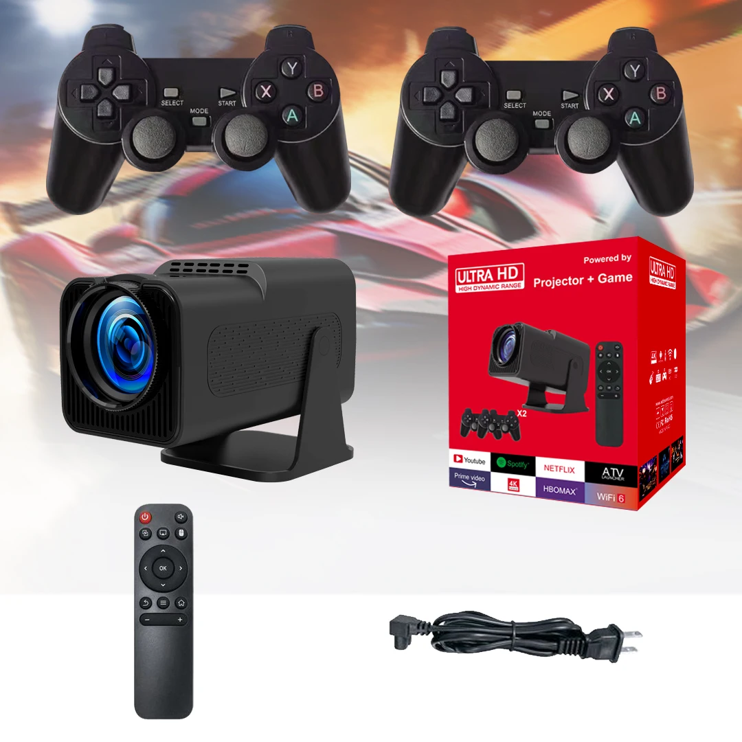 

F600 Smart Projector+Game Controllers 2 in 1 Combo MP3 Game Projector 2.4G+5G Wifi App Download home 4k portable mini projector
