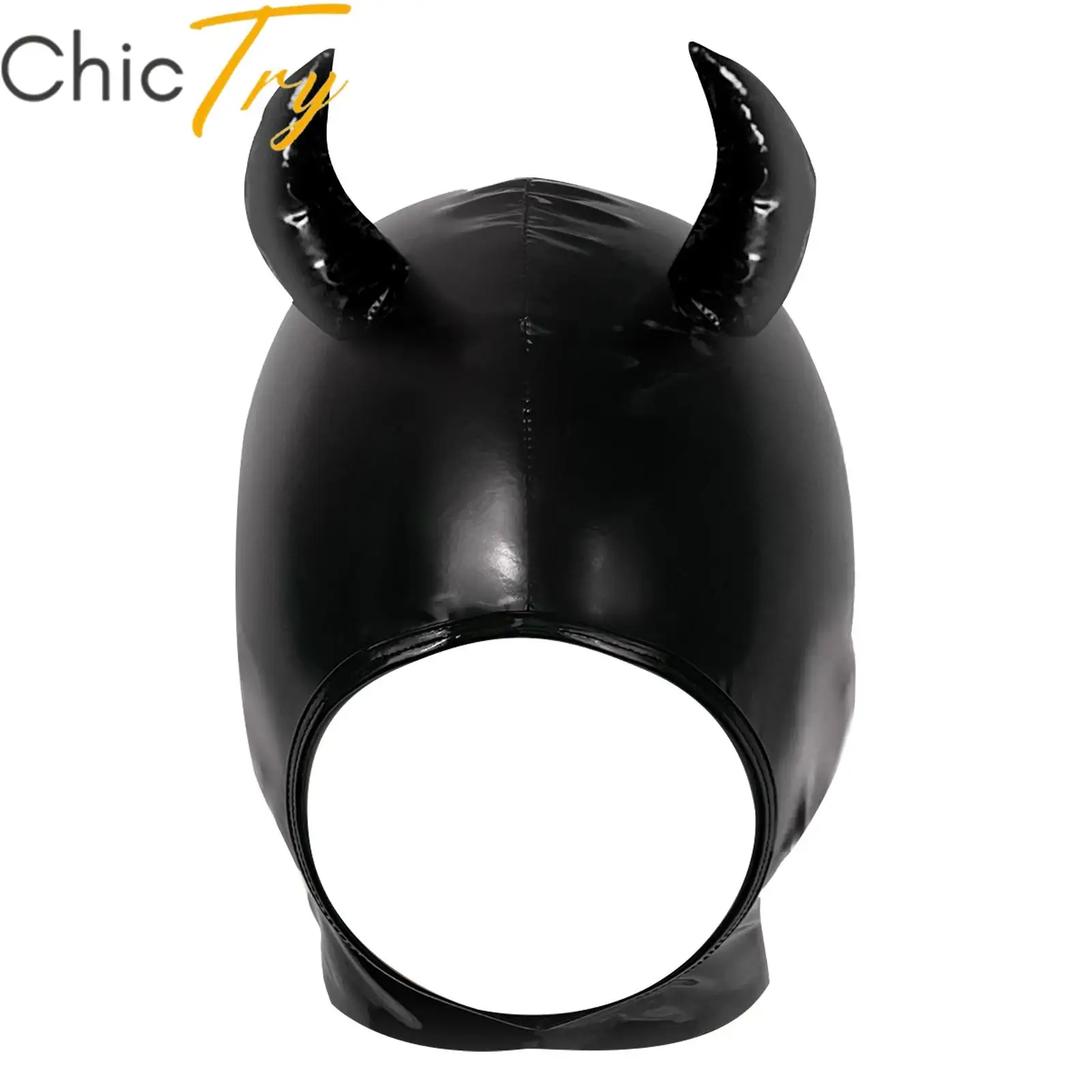 

Mens Womens Latex Devil Mask Sexy Weetlook Open Eyes And Mouth Head Cover Face Mask for Carnival Party Cosplay Costume Role Play