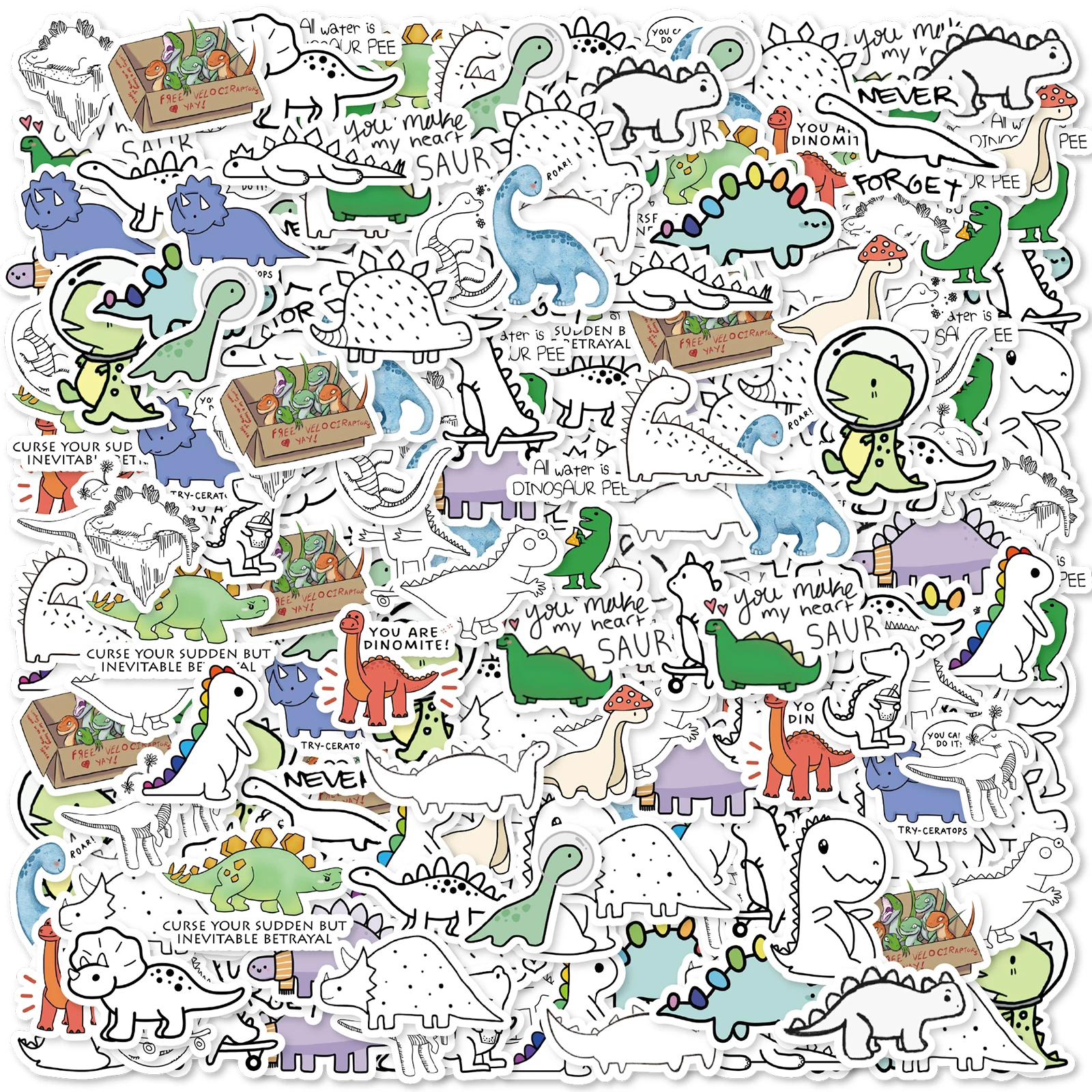 30pcs Cute Little Dinosaur Cartoon Graffiti Stickers Decorated Notebook Water Cup Suitcase Guitar Classic Toy Scrapbook Decals