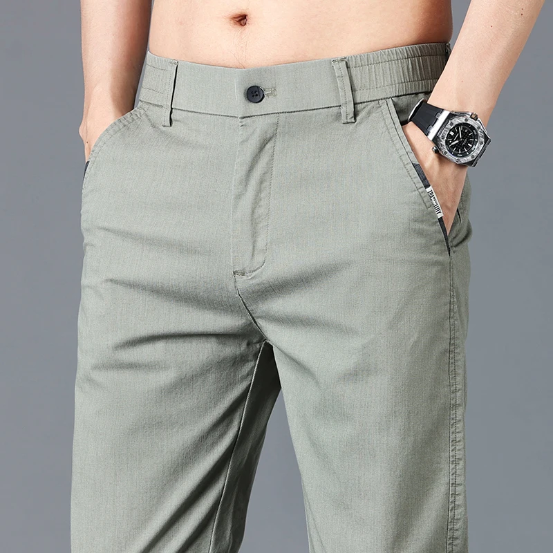 High Quality Fashion Men\'s Slim Straight Trousers 2024 Korean Version Summer New Style Office Business Casual Pants Male