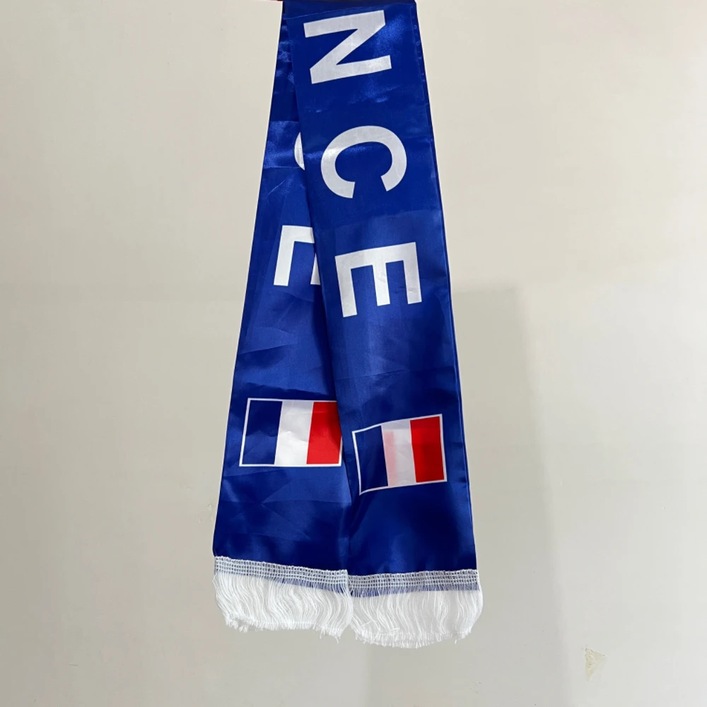 CZY-bufanda de Francia de 14x130cm con doble estampado, pañuelo de equipo de fútbol, bandera francesa de satén, para fanáticos del deporte