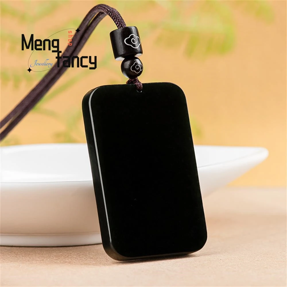 

Высококачественный элегантный натуральный старый материал, подвеска из нефрита Hetian Ink Wu Shi Pai, простые модные ювелирные изделия, бестселлер, праздничный подарок