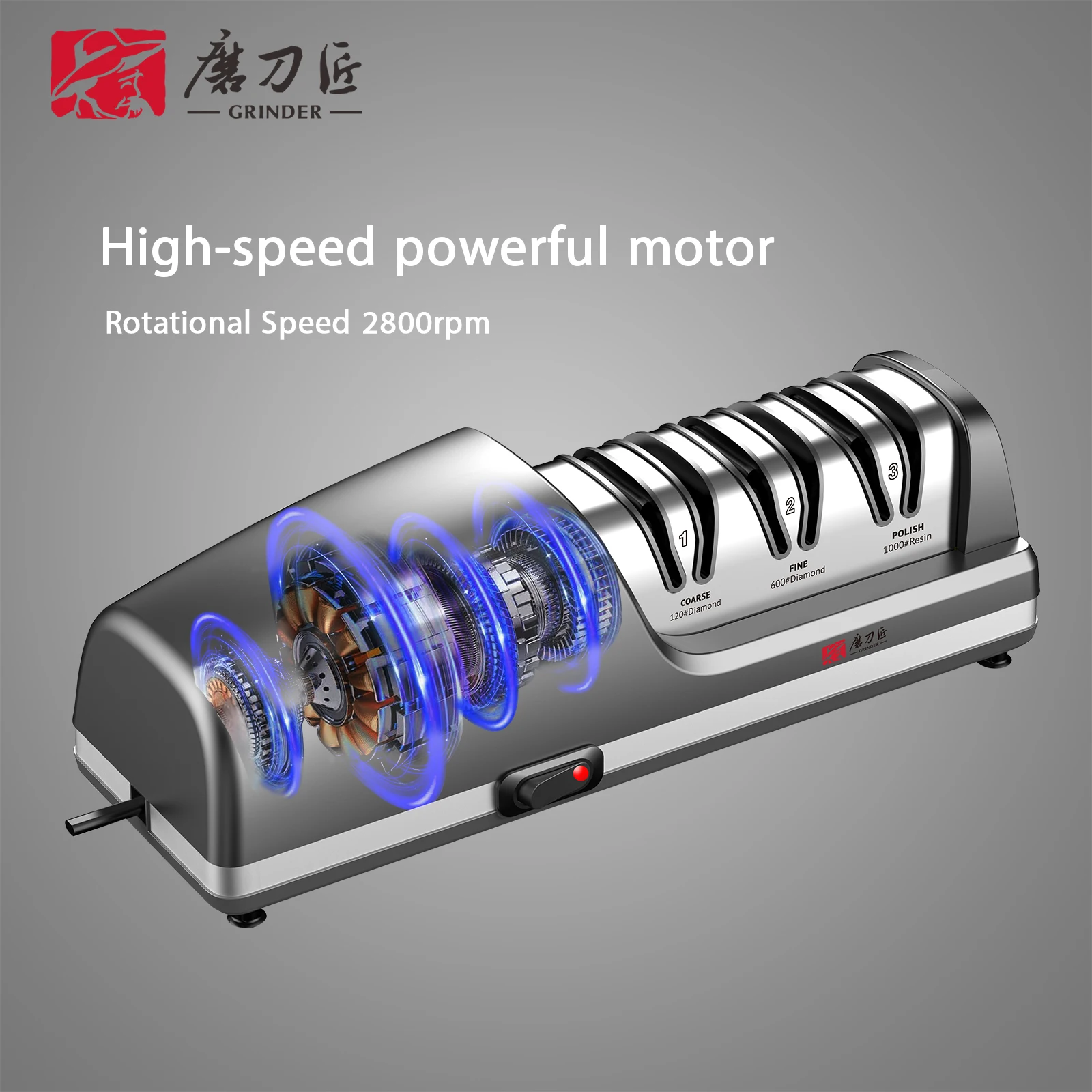 Three-Speed Electric Tool Sharpener Precise 15° Sharpening Easy Blade Replacement Features Sharpening and Polishing