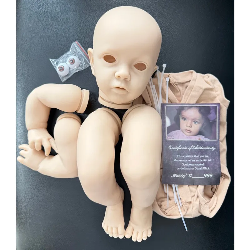 23inch Bebe Reborn Doll Kit Missy Unassembly Unpainted Doll Parts with Cloth Body and Eyes COA included