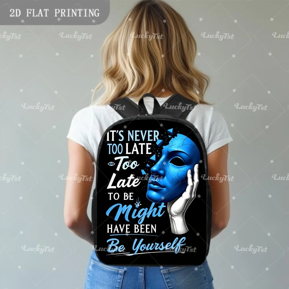 

Crack Mask Inspirational Backpack | Practical Healing Bag with dramatic crack mask pattern, suitable for daily use as a student