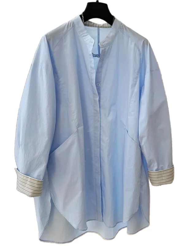 Ele japonais Sle Long Sve irt coupe-vent ample et confortable mi-long pour femme