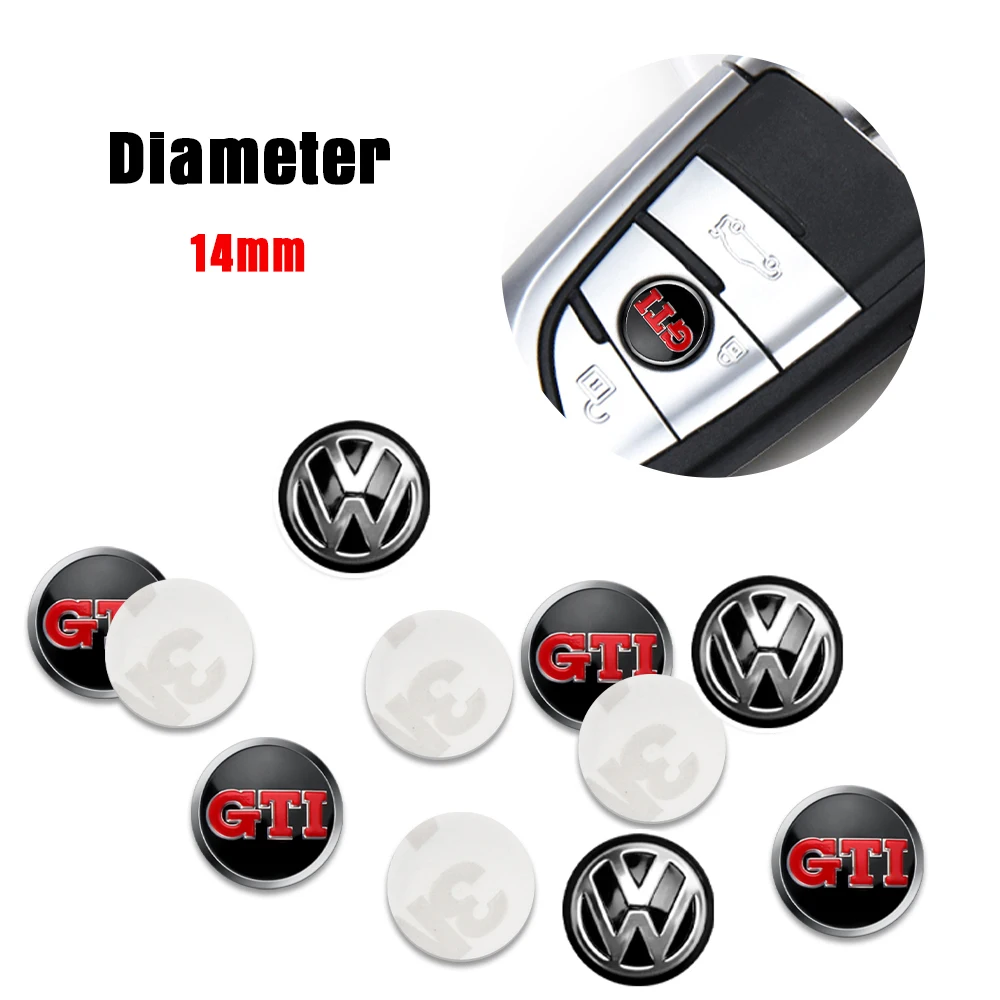 14mm Car Aluminum Remote Control Key Emblem Sticker For Volkswagen VW GTI Golf mk7 Polo Tiguan GTD Passat Sagitar CC Rline Tharu