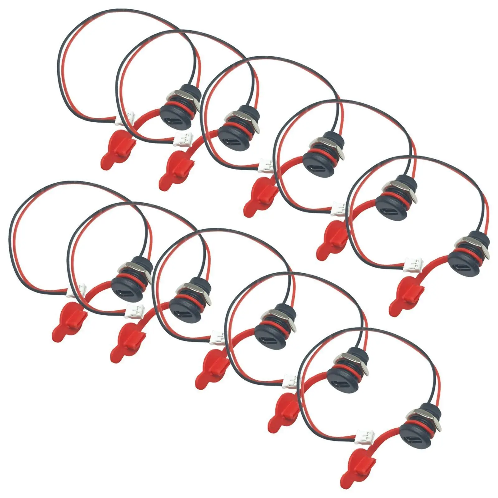 

10Pcs/Set 2-Pin USB Type-C Female Connector Waterproof Current Fast Charger Jack Port