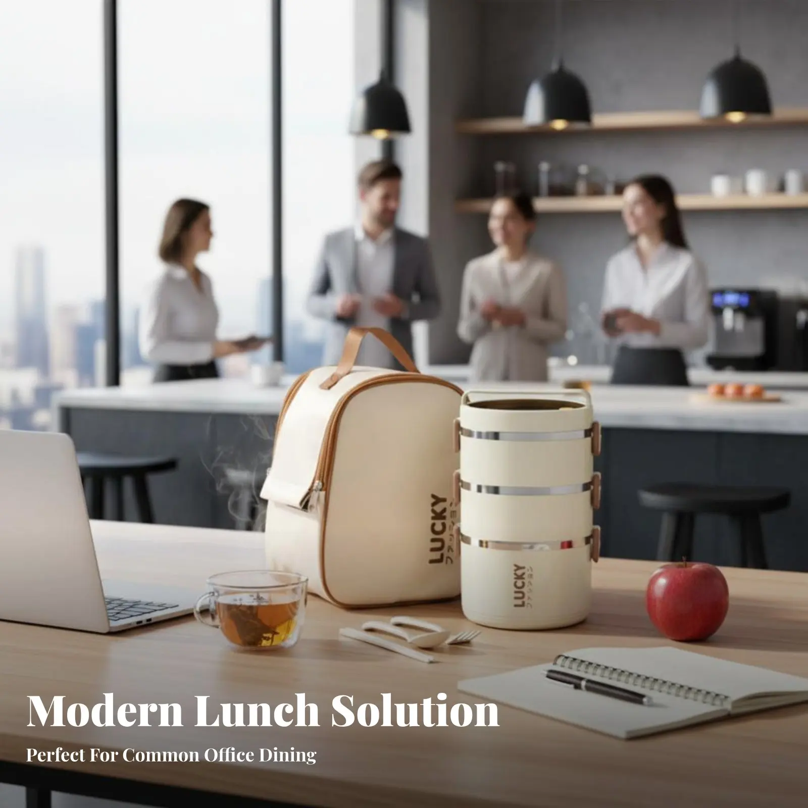 Multitier Bento Box, Stainless Steel Lunch Container, Separated Food Compartments with Lid, Portable for Office
