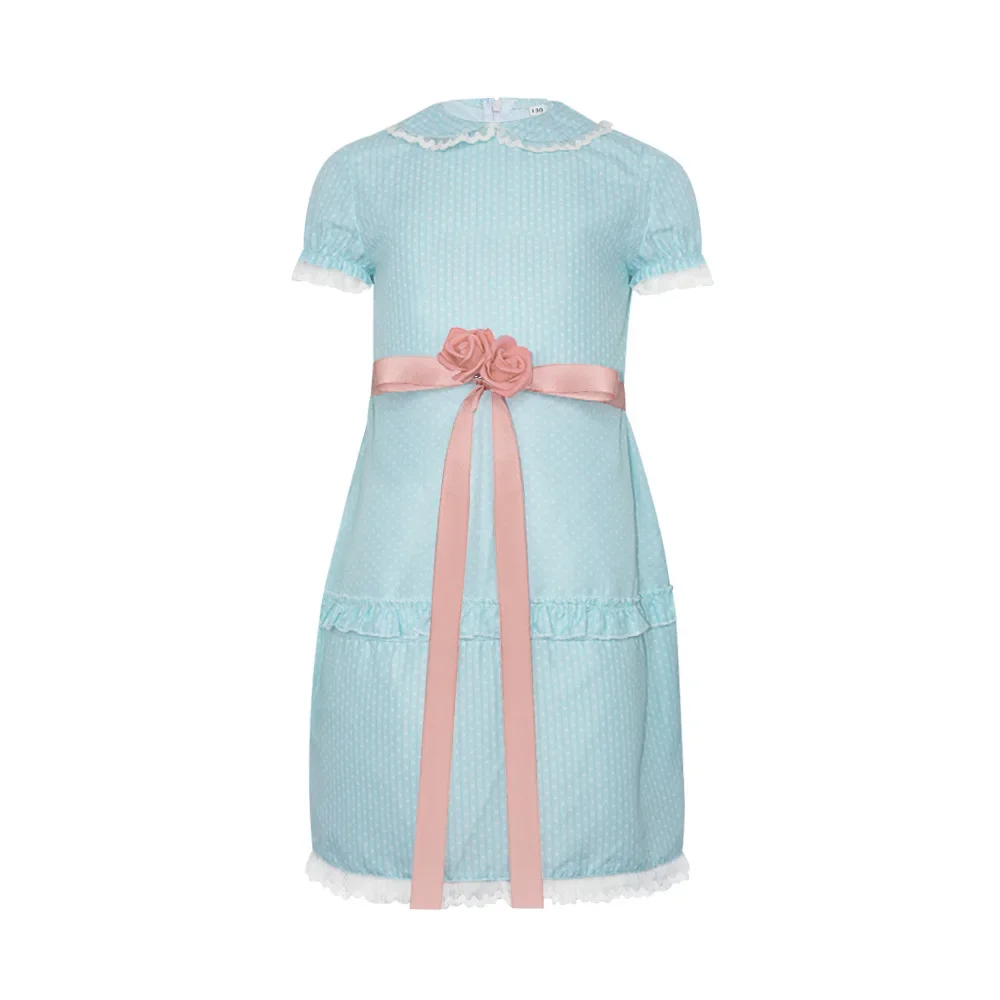 Movie The Shining Lisa Louise Burns Grady Twins Dress Blue Halloween Puff Sleeve Lolita Outfits Dress Skirts Bow For Girl Woman