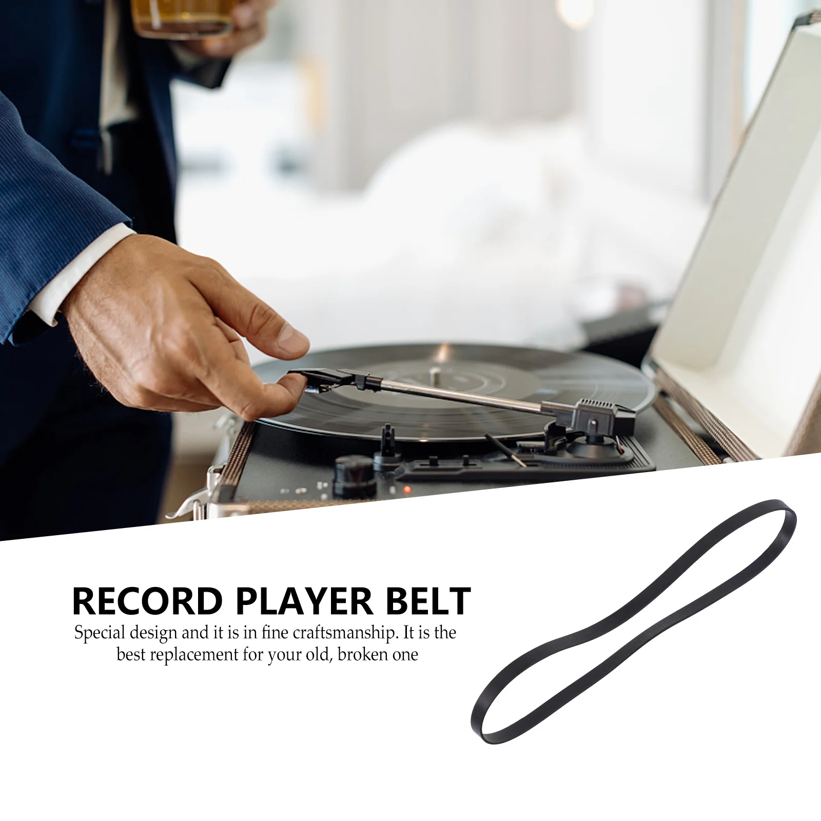 

2Pcs High-Performance Rubber Phonograph Belt Turntable Accessory Stable Characteristics Easy to Install Rubber Phonograph Belt