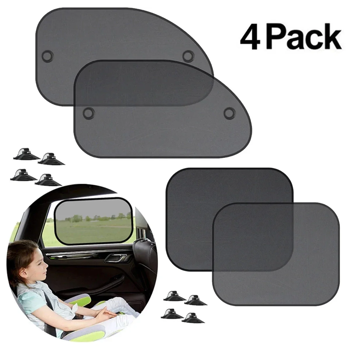 

4Pcs Foldable Mesh Reflective Car Sunshade, Window Sunshade, Car Sunshade
