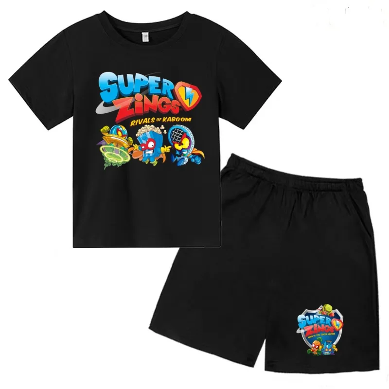 

Round-Neck T-shirt Kids Anime Fruits Hot Topic SUPER ZING Cool Summer Boy Girls 3-12Years Casual Short-Sleeved+Shorts Sports Set