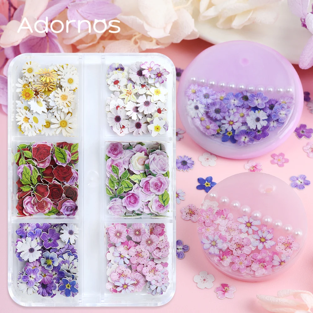 180pcs Rose Flower Wood Pulp Slices Resin Keychains Decoration DIY Accessories Sakura Decals Valentines Day Gifts Craft Handmade