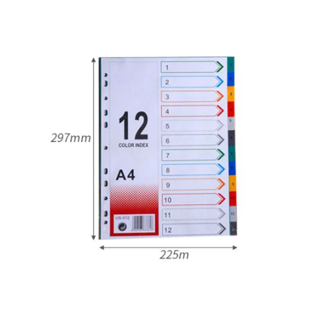 2pcs A4 Index Page Divider Set Colorful Tab Cards For 6-Ring Binder Extended Tabs Sheet Protector Insert Practical