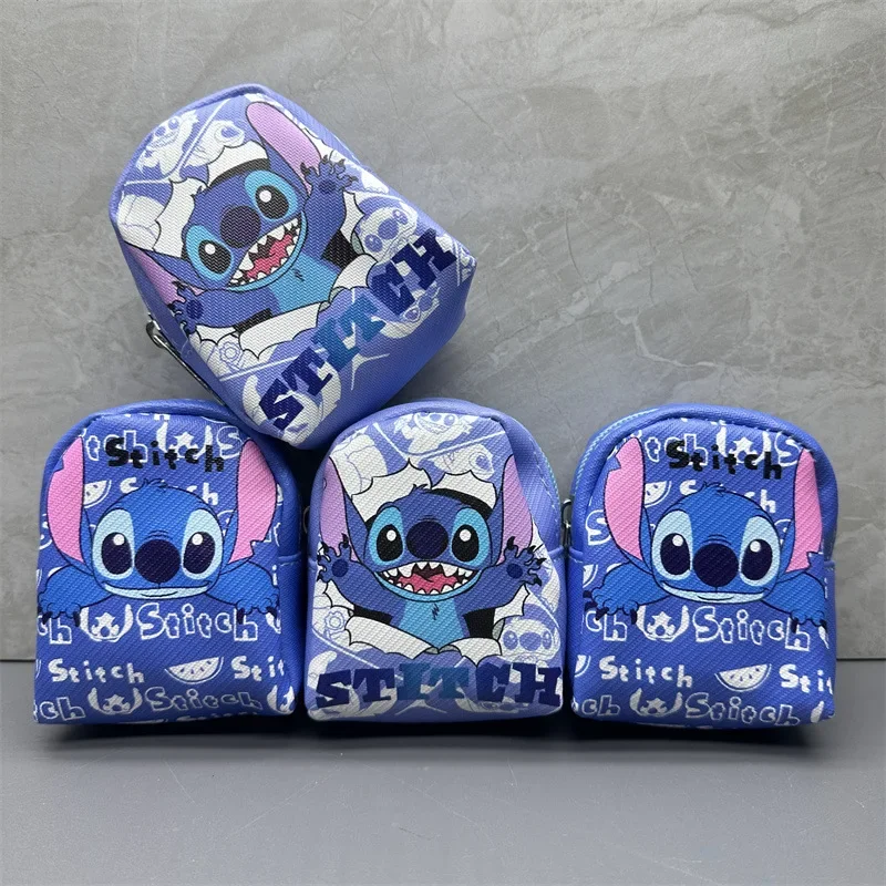 Aleatório 1 pçs disney stitch mini moeda bolsa bonito figura fone de ouvido batom saco de armazenamento feminino mochila decoração dos desenhos animados chaveiro