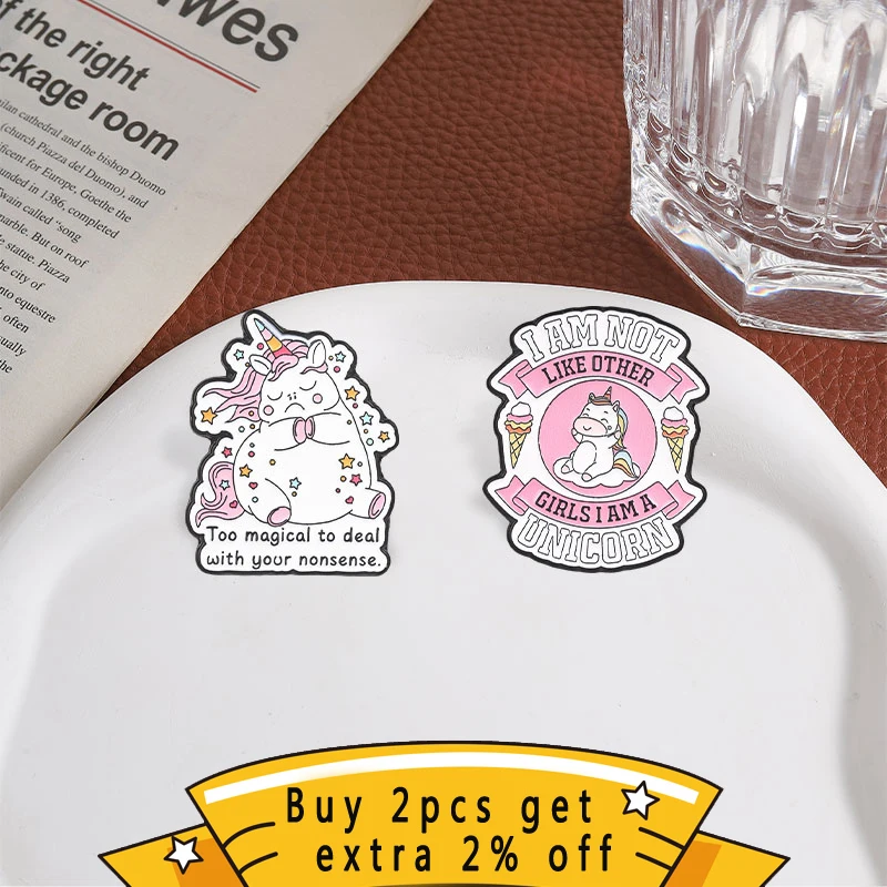 Cute Cartoon Unicorn Enamel Pin, Funny Girl Quote Badge, Fashion Accessory for Clothes and Backpacks, Gift for Unicorn Lovers